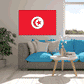Tunisia flag sticker with red background, white circle, crescent and star.