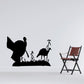 Silhouette turkey and hen field wall decal with grass blades, black graphic