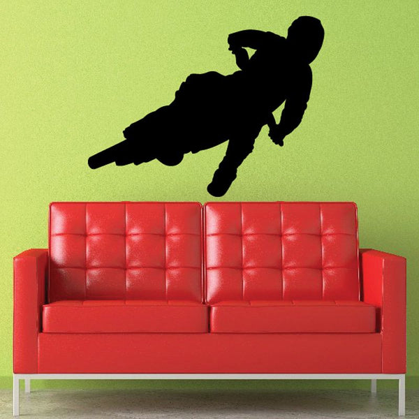 Black dirt bike rider decal silhouette