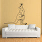 Kangaroo wall decal with thin black outline, turning head pose