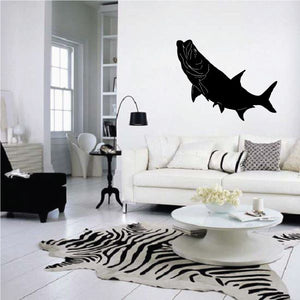 Black pike fish wall decal, bold silhouette