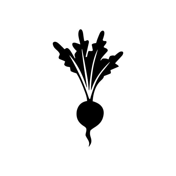 Turnip decal with black turnip and leafy stems silhouette