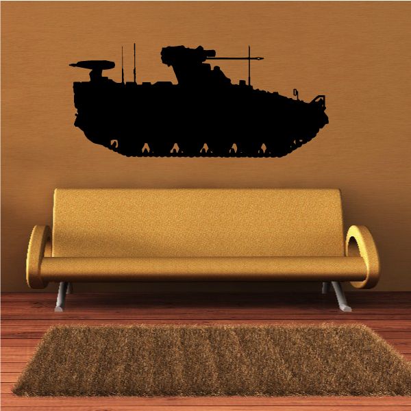 Turret tank decal featuring black tank silhouette with turret and cannon