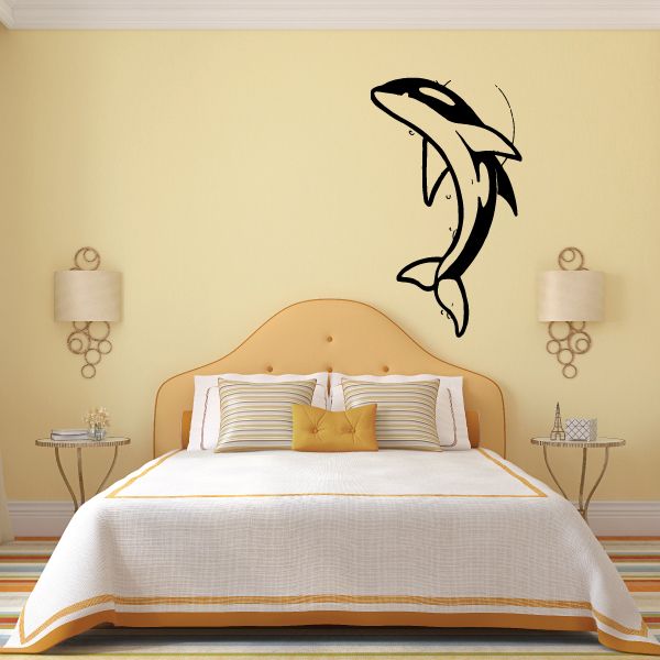 Image of Tuxedo Dolphin Moon Decal