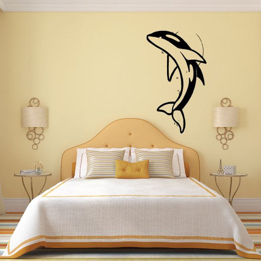 Image of Tuxedo Dolphin Moon Decal