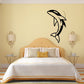 Dolphin and moon wall decal, black and white silhouette