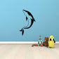 Tuxedo dolphin swimming decal, black and white dolphin with fins outstretched
