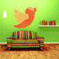 Flying bird decal sticker with orange and red layered wings