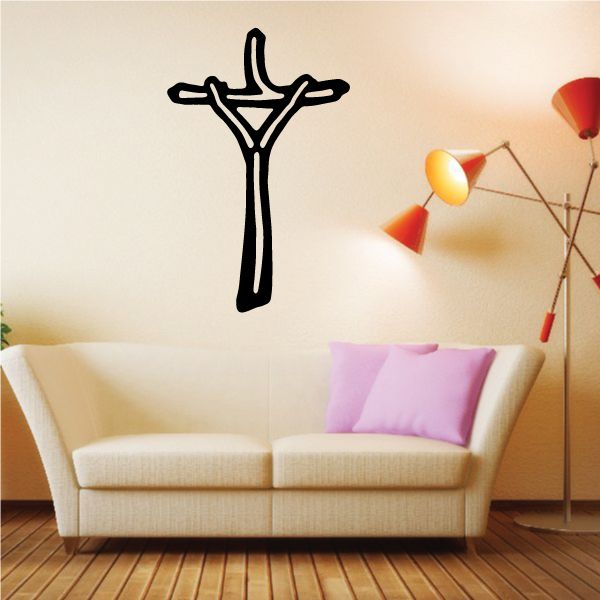 Image of Twig Cross Outline Decal 