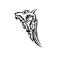 Black tribal wolf head decal with stylized face and flowing tribal lines