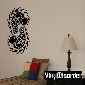 Black skeleton-style wall decal with ornate tribal design