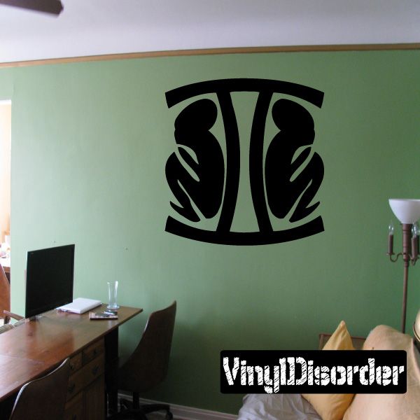 Black stylized Gemini symbol figures decal with bold circular design