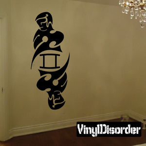 Gemini symbol tattoo decal, black zodiac figure