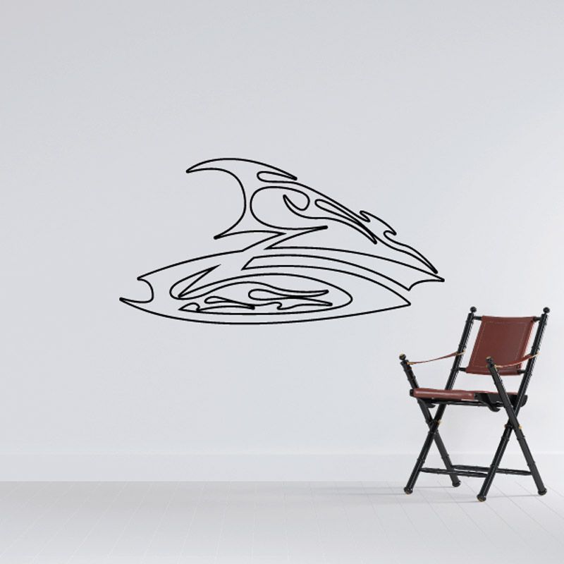 Ghost flames car decal vinyl sticker, black outline cartoon flame with face detail