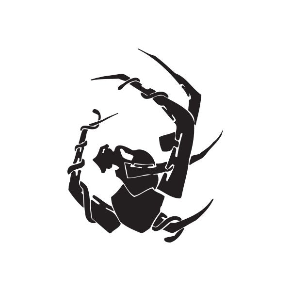 Black twisted metal wall decal featuring a stylized helmeted face
