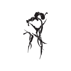 Vinyl wall decal of a black stylized guitarist playing a bold pose