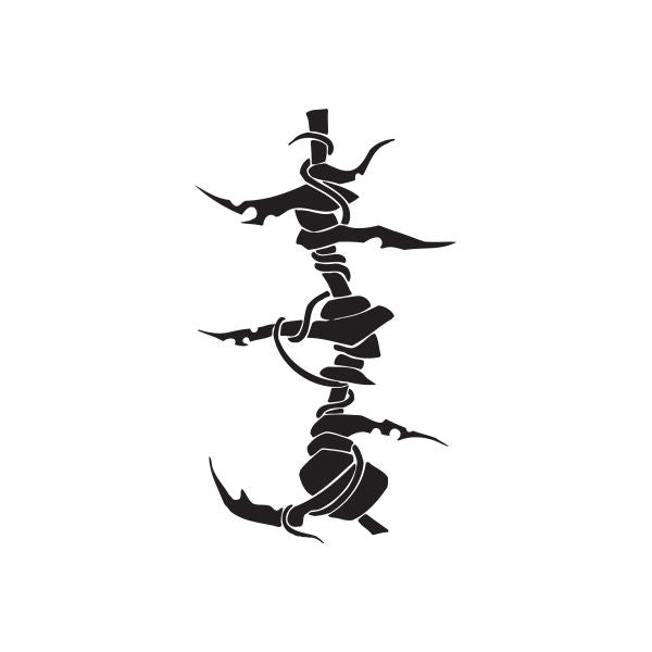 Twisted metal wall decal: black abstract twisting figure silhouette