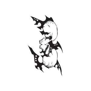 Vinyl wall decal of stylized black-and-white cartoon character face with spiky accents