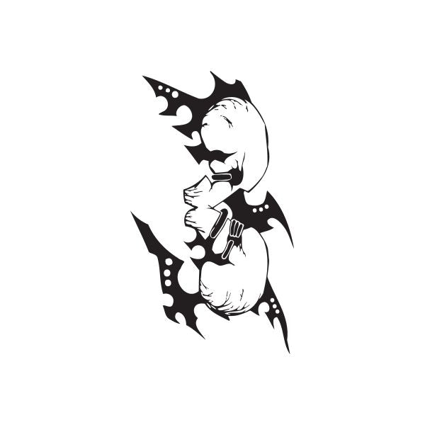 Vinyl wall decal of stylized black-and-white cartoon character face with spiky accents
