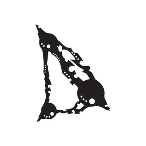 Black twisted-metal letter A vinyl wall decal with dotted highlights