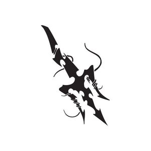 Black vinyl wall decal featuring an angular twisted metal creature silhouette