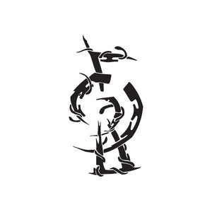 Black warrior silhouette vinyl wall decal with face and helmet profile