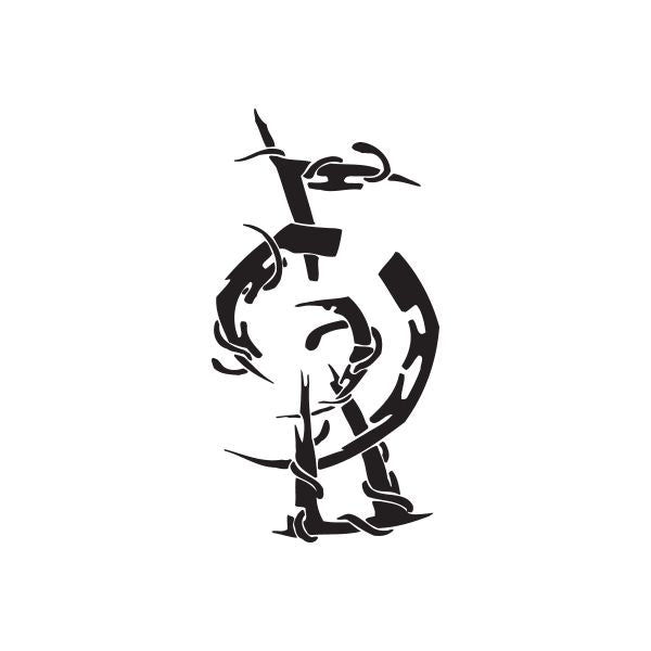 Black warrior silhouette vinyl wall decal with face and helmet profile