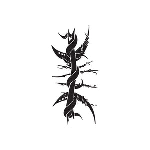 Black twisted metal-style wall decal silhouette with tribal flame accents