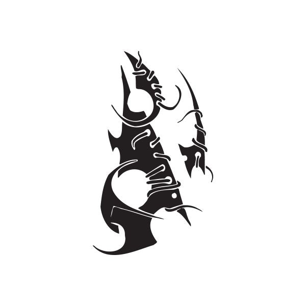 Vinyl wall decal of a black devil head with flames and horns