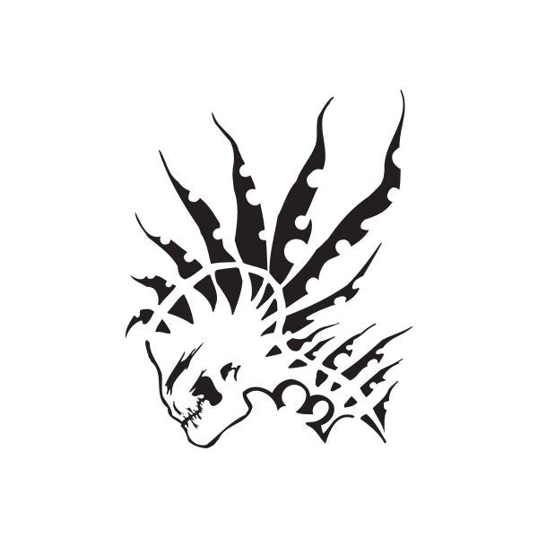 Vinyl wall decal featuring black skull and flame graphic