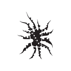 Black twisted metal wall decal with spiky splatter design