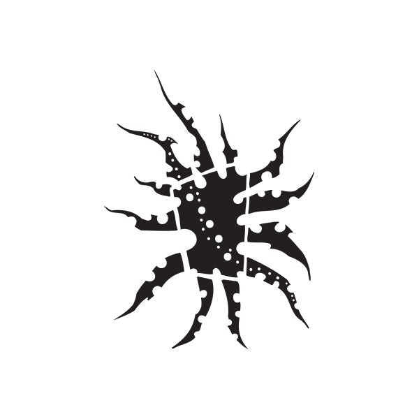 Black twisted metal wall decal with spiky splatter design