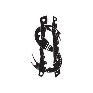 Vinyl wall decal with abstract black-and-white emblem