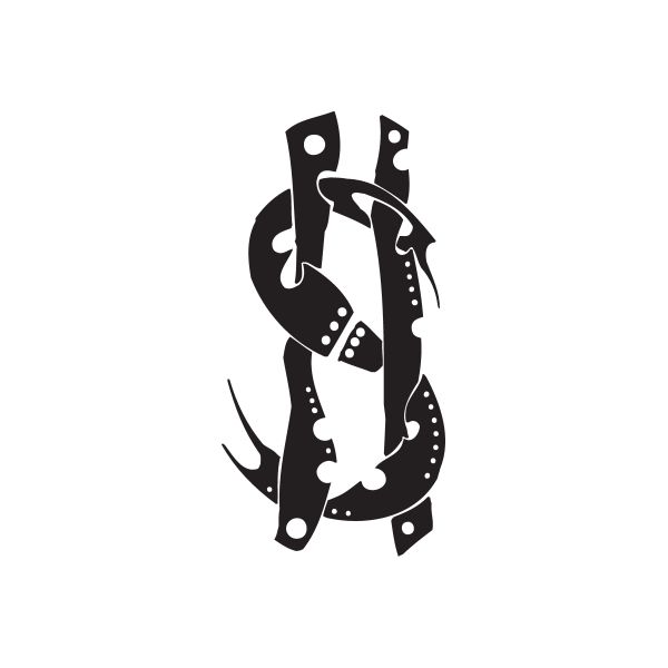 Vinyl wall decal with abstract black-and-white emblem