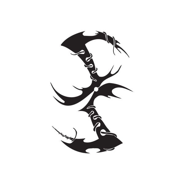 Black stylized face wall decal with angular lines and curved shapes