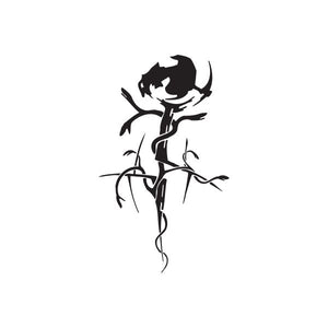 Twisted Metal wall decal, black stylized character silhouette with weapon.