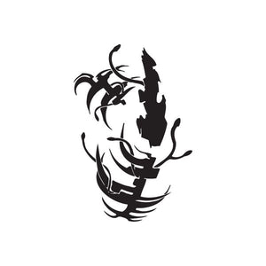 Black twisted metal wall decal with jagged skull-like silhouette