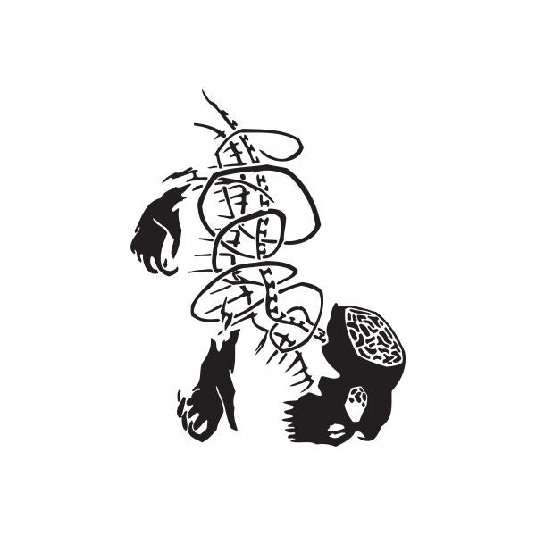 Vinyl wall decal featuring a black anime-style warrior silhouette with glyph symbols