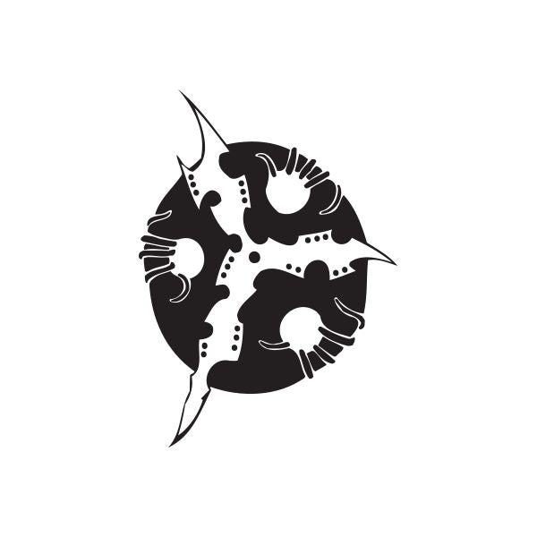 Black and white stylized horned face wall decal vinyl graphic
