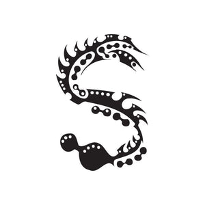 Vinyl wall decal, black ornate dragon S swirl