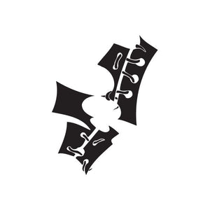 Black stylized vinyl wall decal with twisted metal graphic