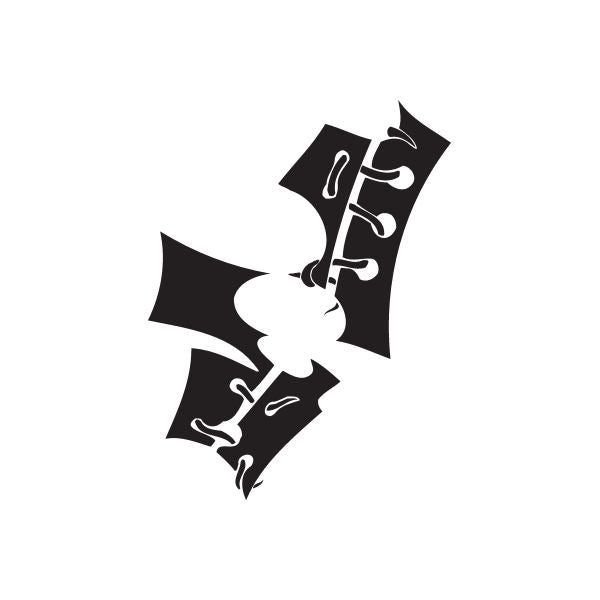 Black stylized vinyl wall decal with twisted metal graphic