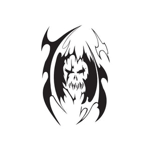 Black and white skull with flames vinyl wall decal