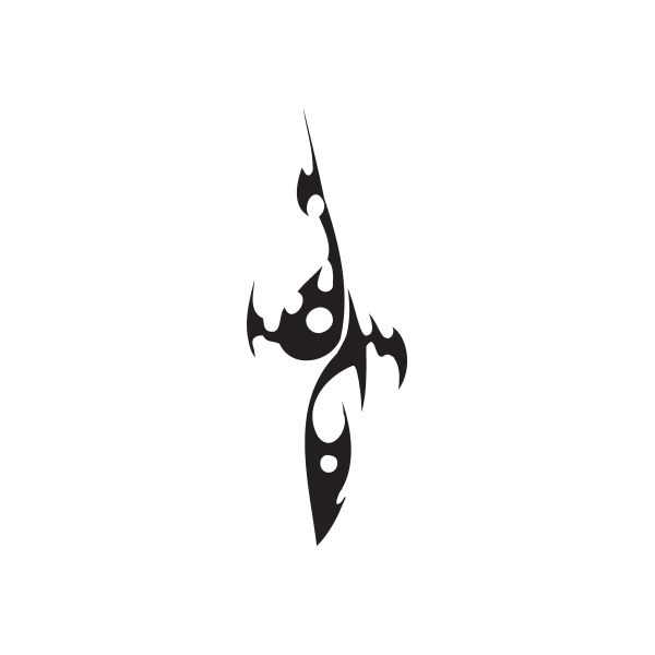 Black twisted metal wall decal with flame-like pointed design