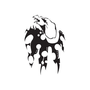 Black twisted-metal style bull head wall decal with abstract splatter details