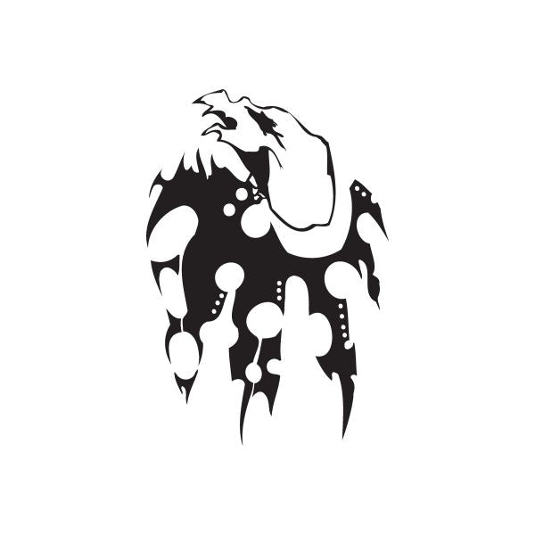 Black twisted-metal style bull head wall decal with abstract splatter details