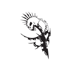 Black and white stylized creature vinyl wall decal with claw-like silhouette