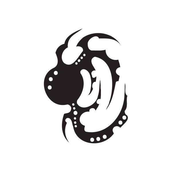 Vinyl wall decal of a black and white stylized face with dotted edging