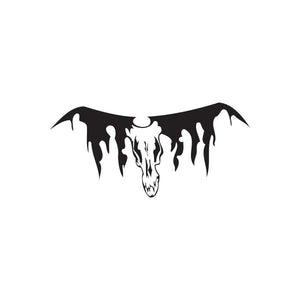 Vinyl wall decal with black drips and central skull graphic
