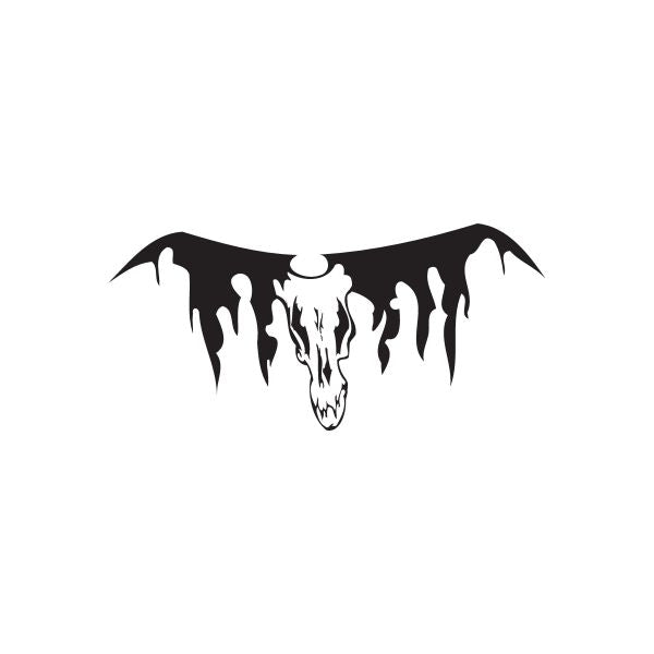 Vinyl wall decal with black drips and central skull graphic
